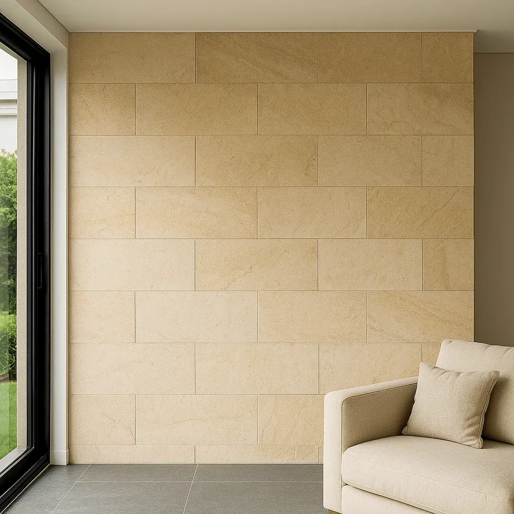 Palimanan sandstone wall cladding in a living room